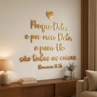 FRASE BÍBLICA parede - Romanos 11:36 - frase decorativa - religioso - letreiro parede - frase parede acrilico 2mm