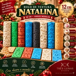 Rolo de Textura Natal para Biscoito Pasta Americana Biscuit Argila Confeitaria