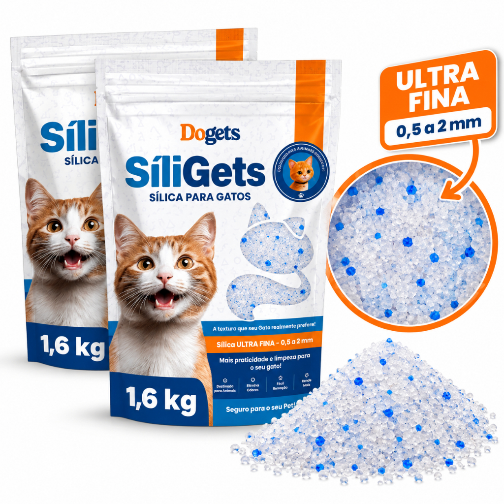 Areia para Gato Silica Gel 1,6kg Cristais Finos Higiênica Premium Sanitária