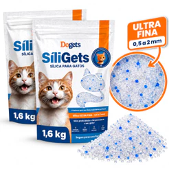 Areia para Gato Silica Gel 1,6kg Cristais Finos Higiênica Premium Sanitária