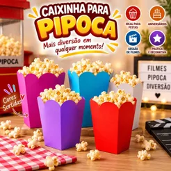 10 Cachepot Pipoca Balde de Papel Pipoca Lembrancinha Festa Aniversário Colorido Festa Junina