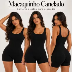 Macacão feminino canelado para academia macaquinho poliamida confortavel fitness barato