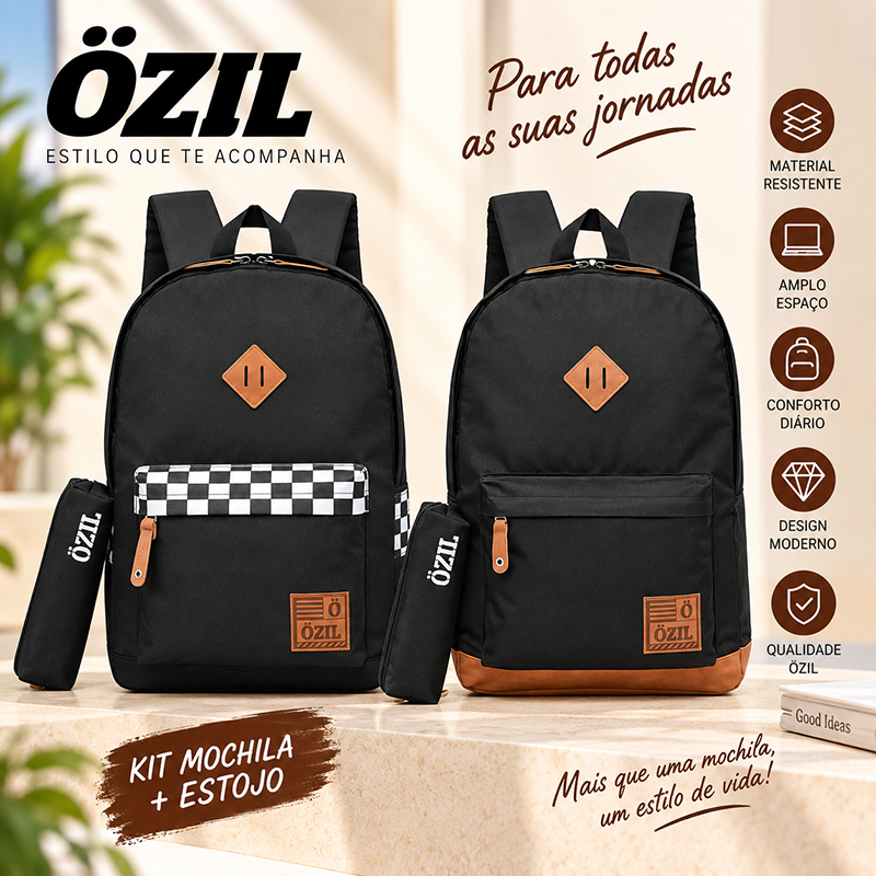Mochila Ozil Escolar Universitária Faculdade Trabalho Viagem Reforçada 19L