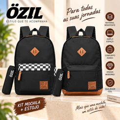 Mochila Ozil Escolar Universitária Faculdade Trabalho Viagem Reforçada 19L