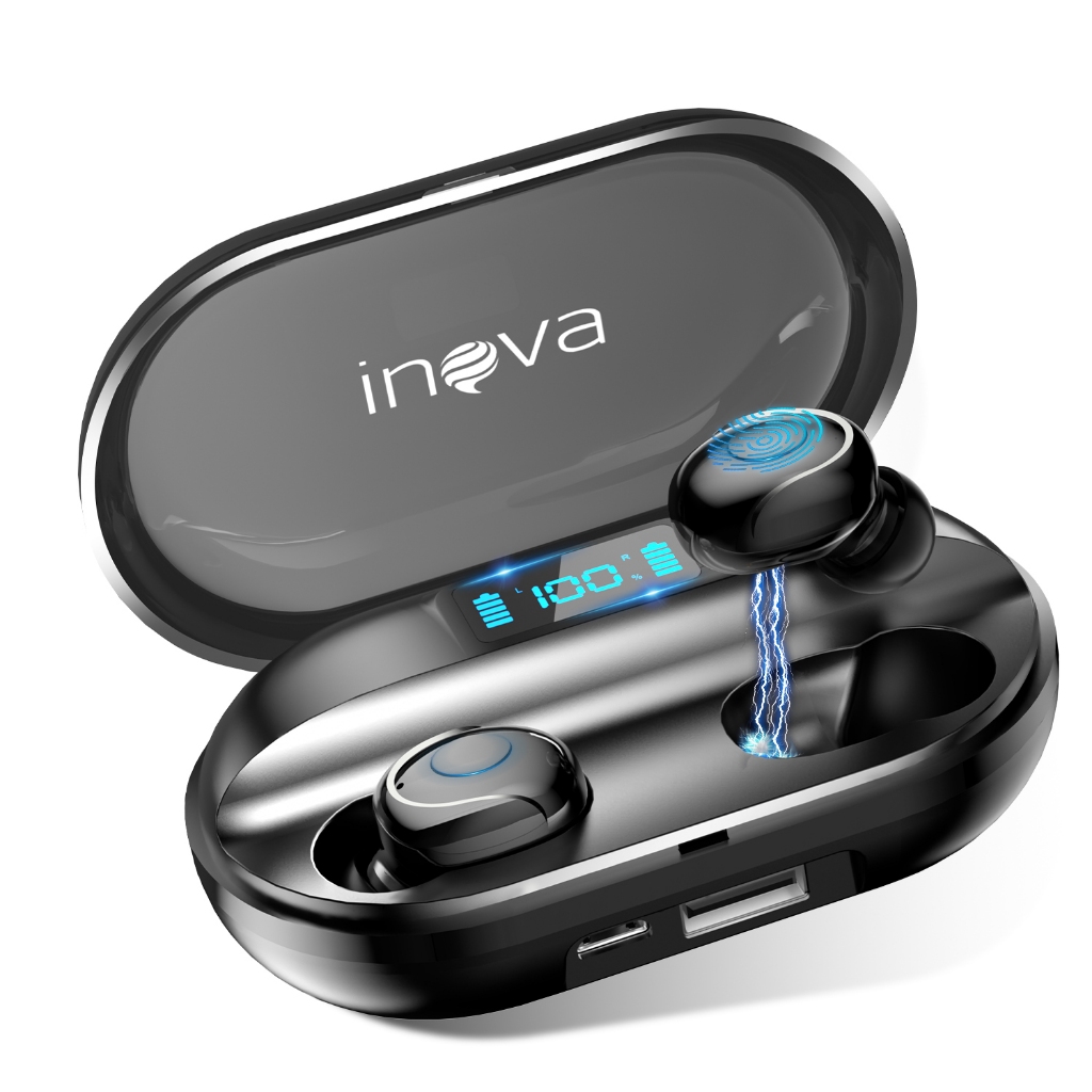 INOVA Fone de Ouvido Bluetooth 5.3 Cancelamento de Ruído 35H Bateria IPX6 Driver 13mm