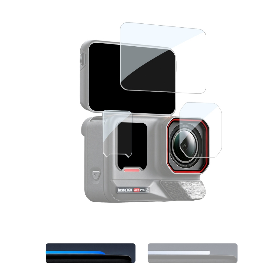 Conjunto de Películas Temperadas Llano para Lente e Tela da Câmera Insta360 Ace Pro 2, Película Protetora HD, Acessóris