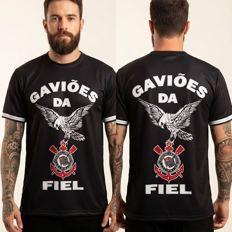 Camisa Gaviões Tradicional Toda Preta Torcedor