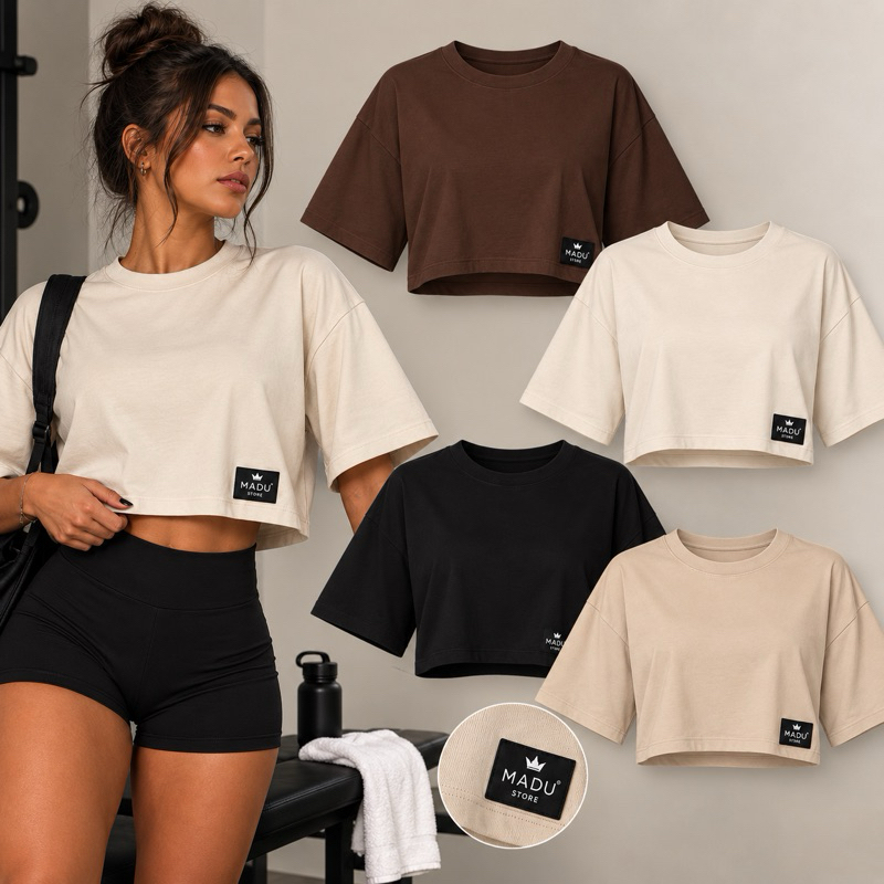 Cropped Oversized Feminino Básico Estiloso 100% algodão
