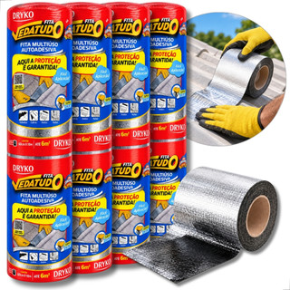 kit 4 Manta asfaltica adesiva alumin. Imper. Para Telhados, lajes, chapas, reparo rapido 60cm X 10m