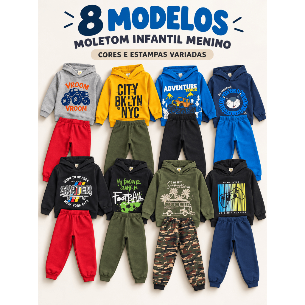 Kit Moletom infantil Menino | Moletom Infanto Juvenil 01 a 14 anos | Moletom Inverno Quentinho