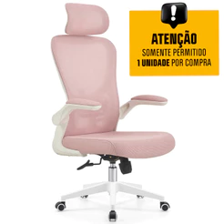 Cadeira De Escritório Dr. Office Handy V2, Mesh, Rosa e Branca, DR-CH-HV2R1PBF
