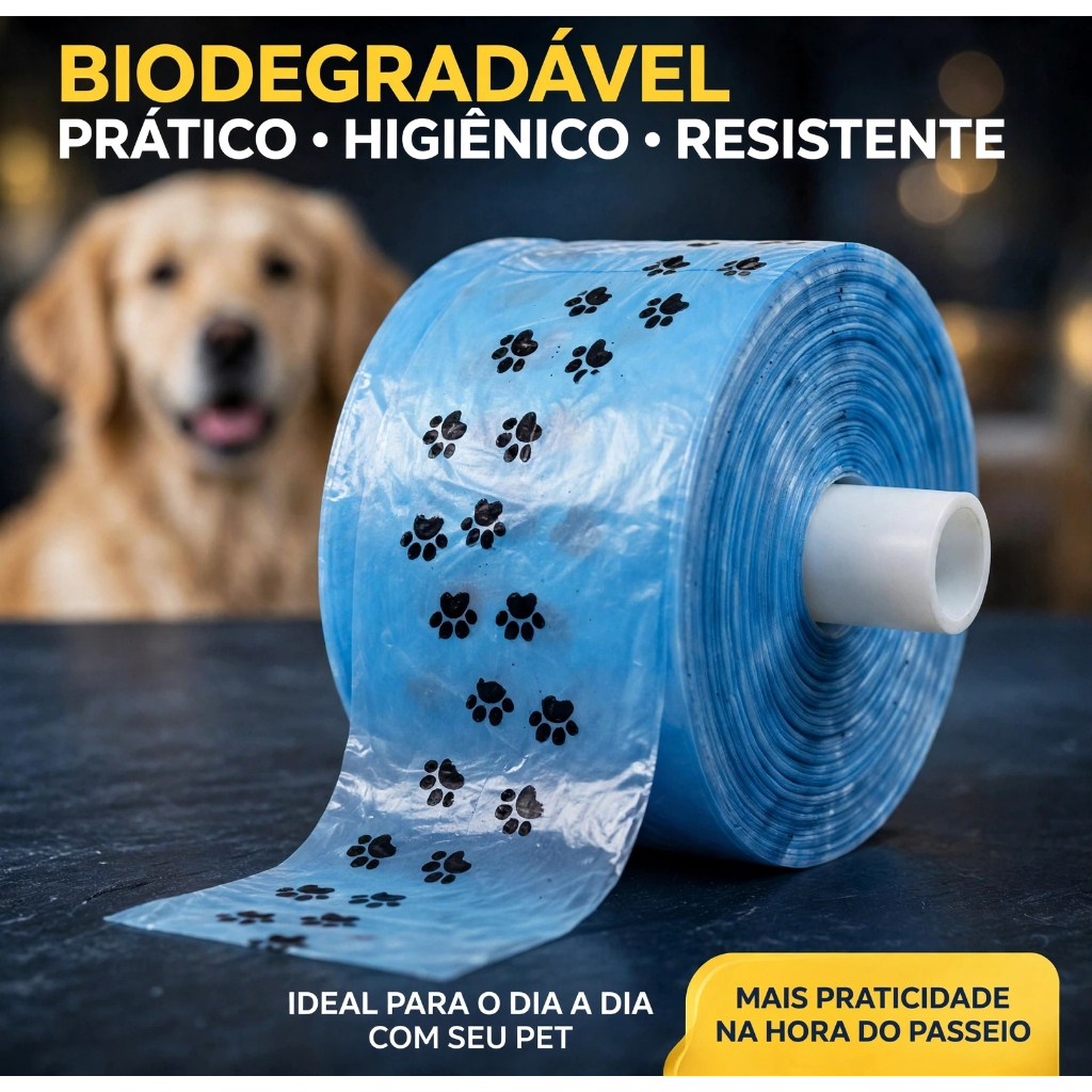 Bobina c/ 400 un Saquinhos de Lixo Coco Pet Biodegradavel 28x30