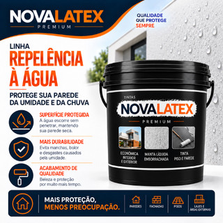 Tinta Emborrachada 18Kg Novalatex Impermeabilizante Hidrorepelente Lavável Anti Mofo Cobre Fissuras