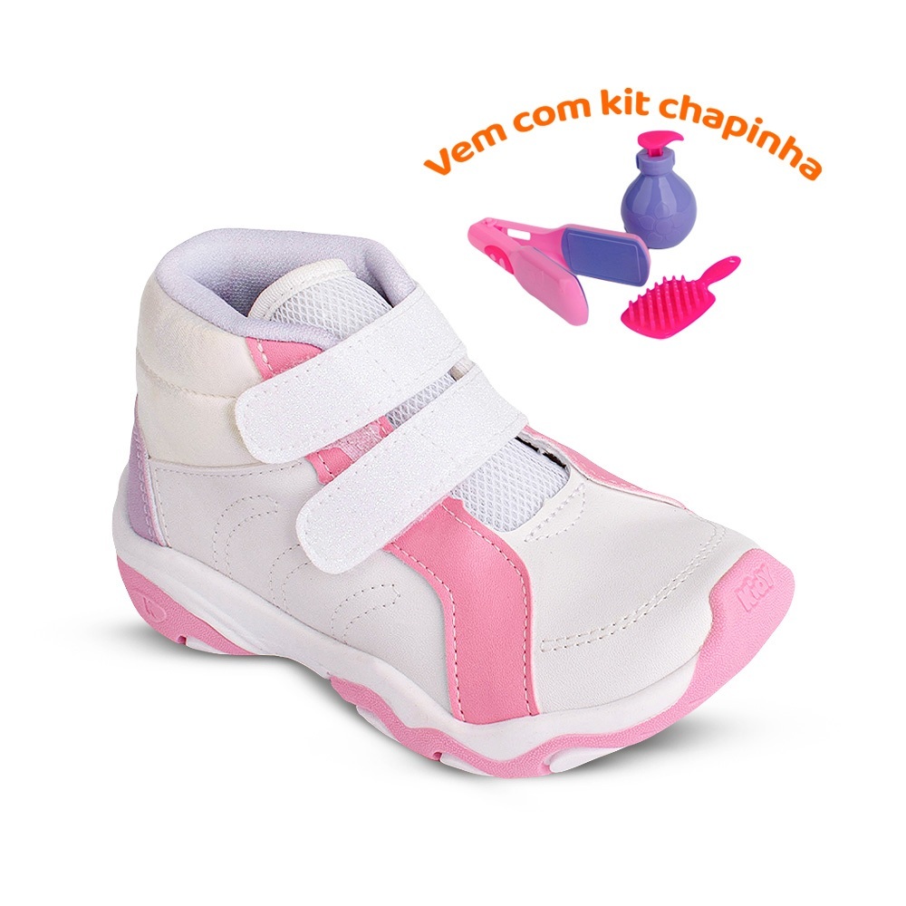 Tênis Cano Alto Infantil Menina Kidy Play Respitec Fecho Duplo Casual Confortável Leve Seguro