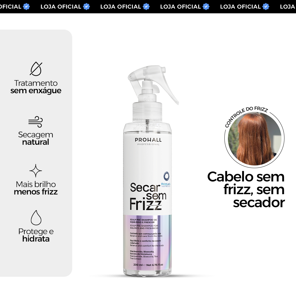 Pré-Shampoo Esfoliante de Couro Cabeludo | Secar sem Frizz