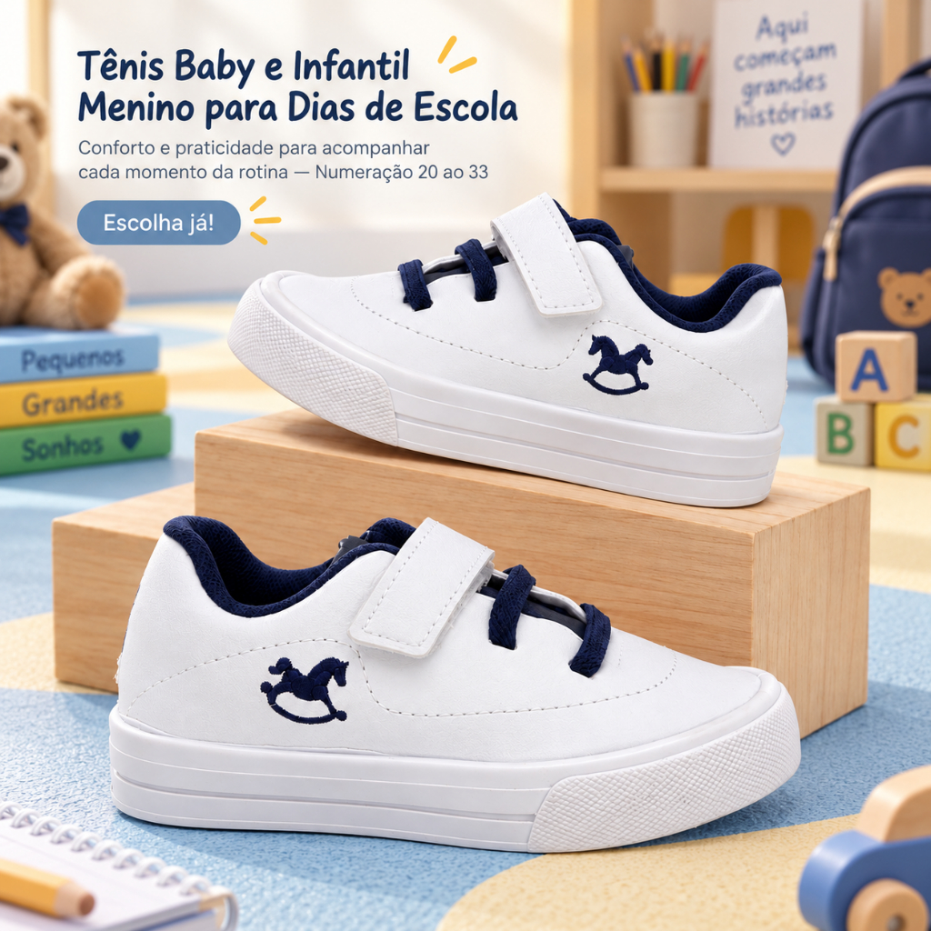 Tenis Polo De Menino Escolar | Perfeito Para Todos os Momentos Confortável e Pratico | COMPRE AGORA!