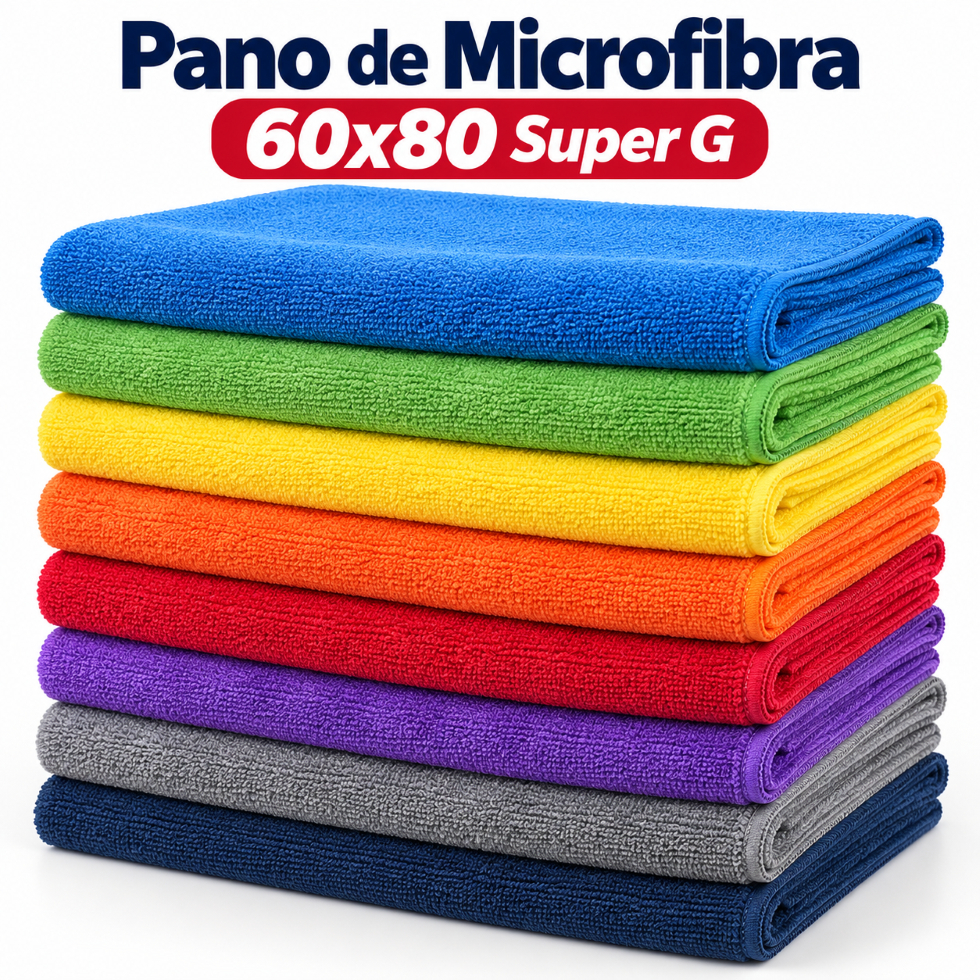 Pano de Microfibra Super G 60x80 Kits C/ 2, 4, 6 e 8 Unidades Super Eficiente Multiuso Alta Absorção
