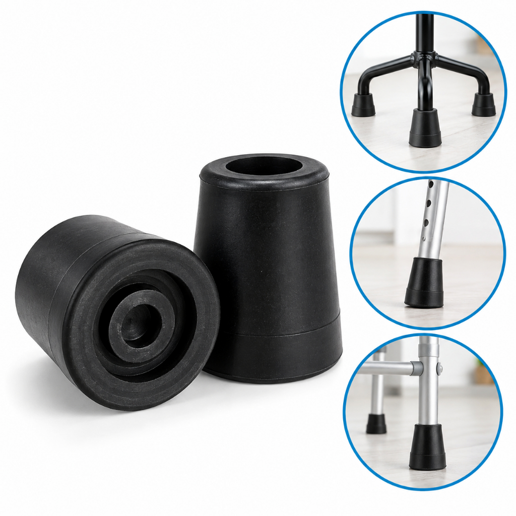 Kit 2 Ponteiras Pé de Borracha 5/8 para Bengala Muleta Andador com Reforço Interno
