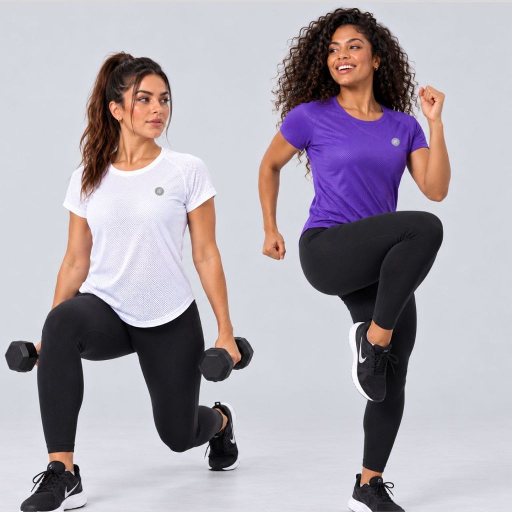 Camiseta Dry Fit Feminina Academia Treino Esporte Corrida Caminhada Baby Look Fitness Tendência Saúde