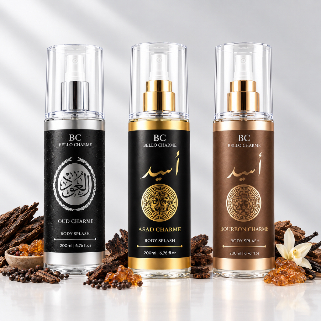 Kit 3 Body Splash Árabe Oud, Asad e Bourbon 200ml