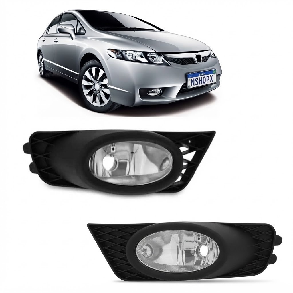 Par Farol Milha Auxiliar Civic 2009 2010 2011 Neblina Com Moldura