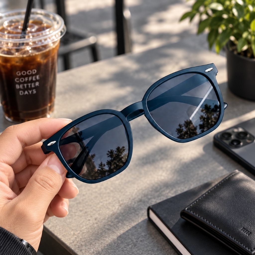 Oculos Sol Masculino Quadrado Hexagonal Resistente Proteção UV400 Preto Acetato Casual Basico Escuro Clássico