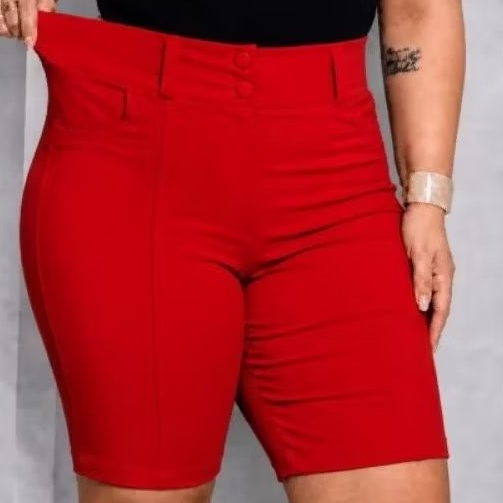 bermuda social feminino plus SEZI e tecido bengaline Premium liso