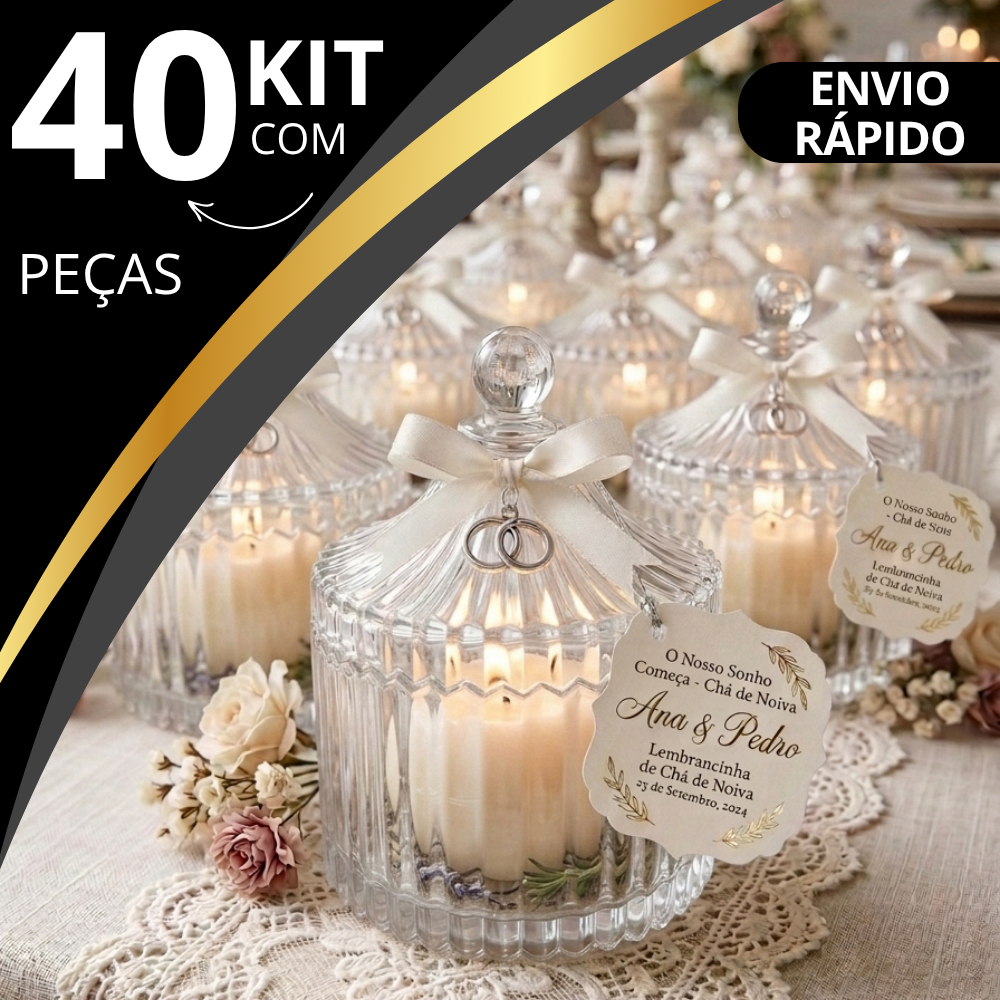 Kit 10-40 Mini Bomboniere Potiche Vidro com Tampa 90ml - Lembrancinha Casamento Batizado Festa