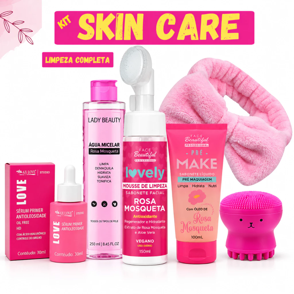 Kit Skin Care Rosa Mosqueta Completo Limpeza de Pele Profunda