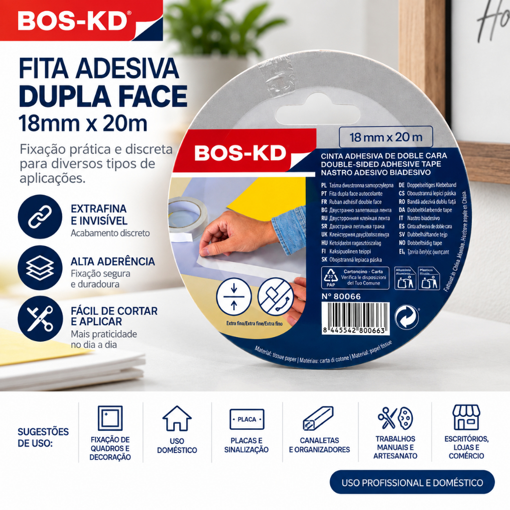 Fita Adesiva Dupla Face Fina Scrapbook Artesanato