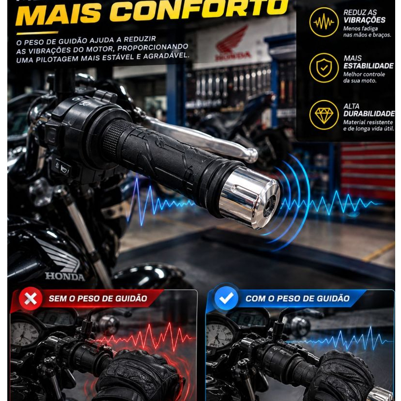 Par Peso Pesinho Pcx 150 Para Guidao Oco Cromado Com Bucha