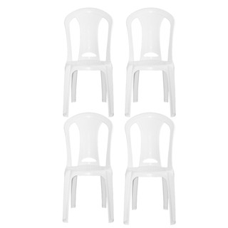 Jogo 4 Cadeiras Direto da Fábrica Resistente 182 Kg de Plástico  Igreja Bistrô Branca Preta