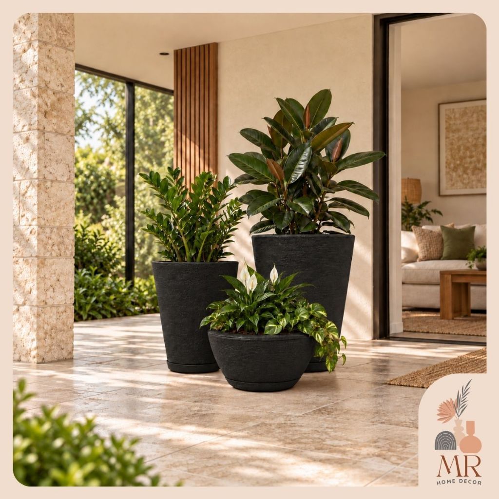 Kit 3 Vaso Pequenos para Planta Grafiato com 3 tamanhos diferentes Decorativos p/ Jardim e Casa — imagem 2 de 2