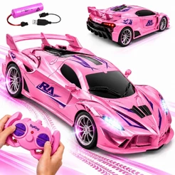 Brinquedo Carrinho de Controle Remoto Rosa Recarregável Esportivo Rápido Lamborguini Ferrari