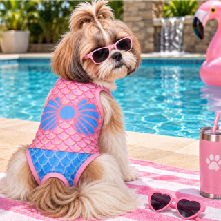 Pet Maio Biquini Pet Sereia Moda Praia Cães Cachorro Gato Porte Pequeno