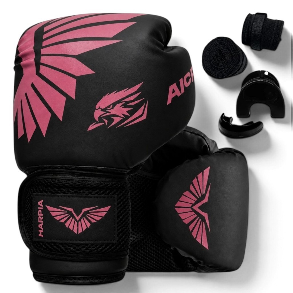 Kit Luva De Boxe Muay Thai Kickboxing Bandagem Bucal + case HARPIA