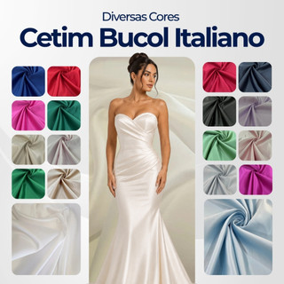 Tecido Cetim Bucol Italiano 100% Poliester 1,50mt de Largura - Cores