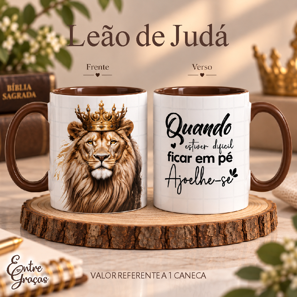 Caneca Leão de Judá Cristã Evangélica Gospel 325ml Presente Cristão