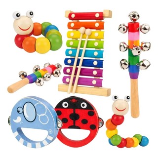 Kit Brinquedo Musical Montessori Madeira Educativo 4 Pçs