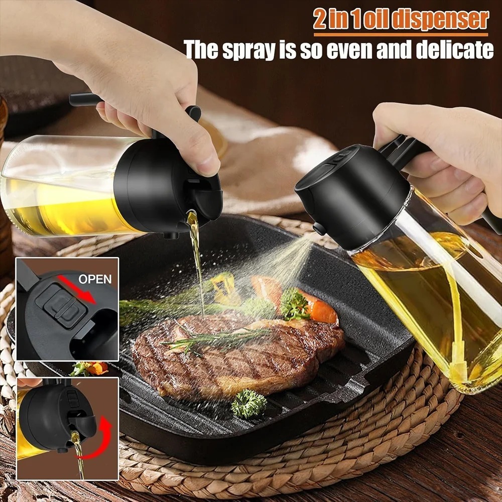 Borrifador de Azeite Vinagre Galheteiro 470Ml Vidro Dosador Saladas Molhos Refeições - Cor Sortida