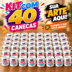 Kit Com 40 Canecas Porcelana Personalizadas
