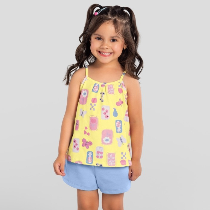 Conjunto Infantil Menina Regata e Shorts Estampado - Brandili