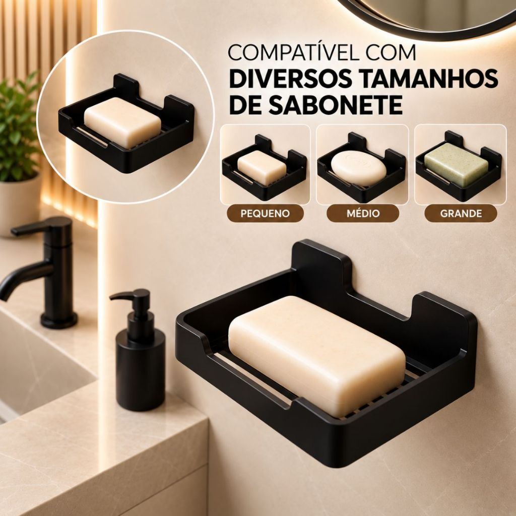 Suporte Saboneteira Acrílica Parede Fita 3M Drenagem Organizador Banheiro