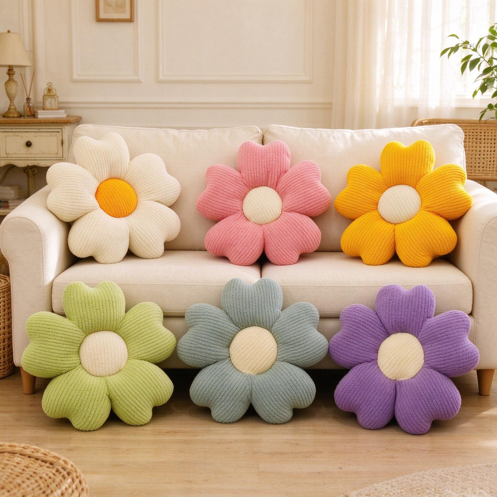 Apoio lombar em formato de flor para escritório, almofada macia, decoração para cadeira de trabalho, várias cores