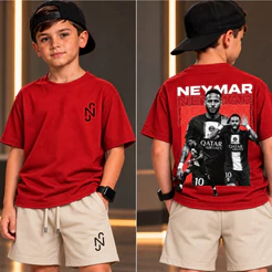 Conjunto Infantil Camiseta + Bermuda short Esportiva Menino ney Futebol