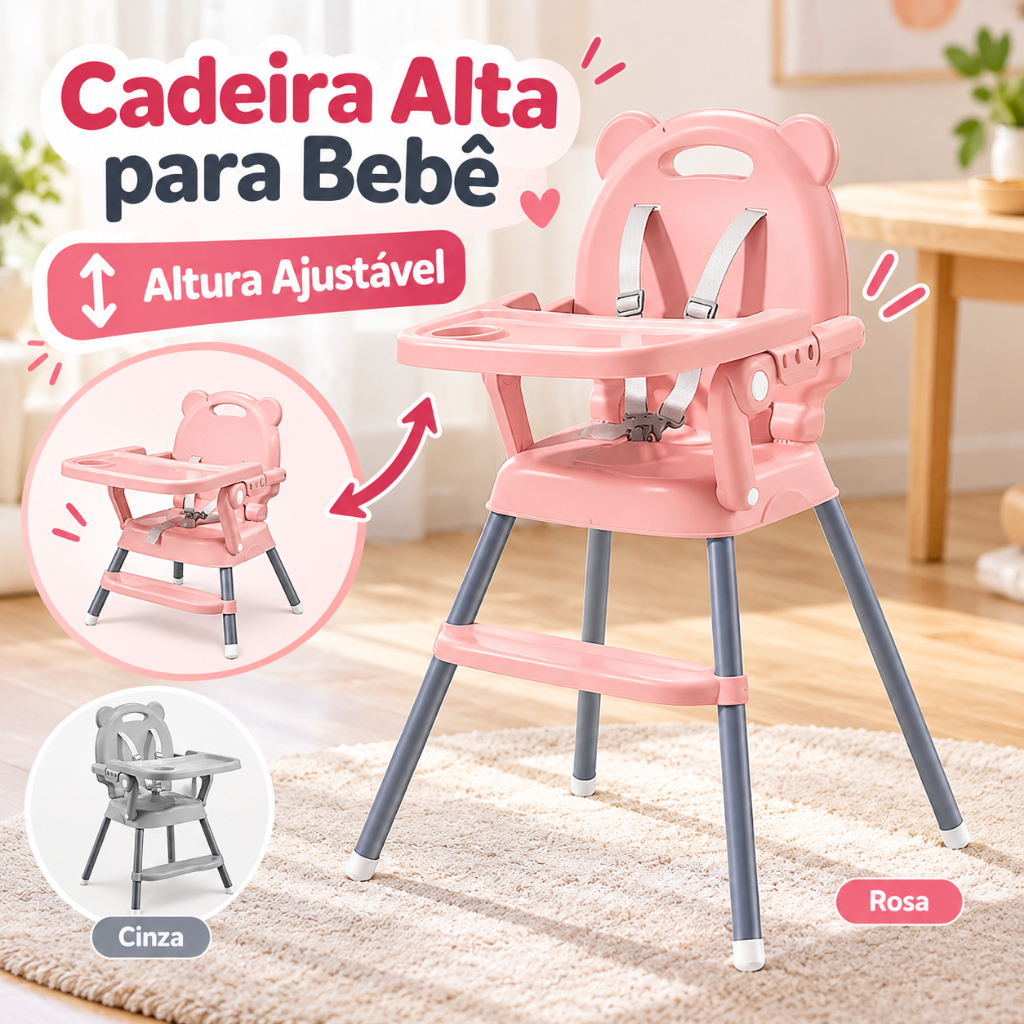 Alegria à Mesa: Cadeira Alta para Bebê com Conforto e Segurança-P19