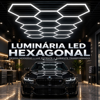 Luminária LED Colmeia Hexagonal 11 Furos 6500k 192wpara Garagem, Salão de Beleza e Barbearia