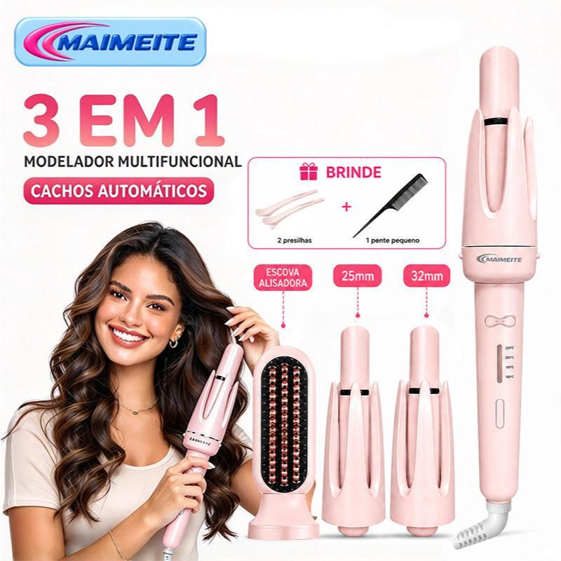 MAIMEITE Modelador de Cachos 3 em 1 Cerâmica Ferro Ondulação Automático Giratório Aquecimento Rápido Bivolt110V-220V
