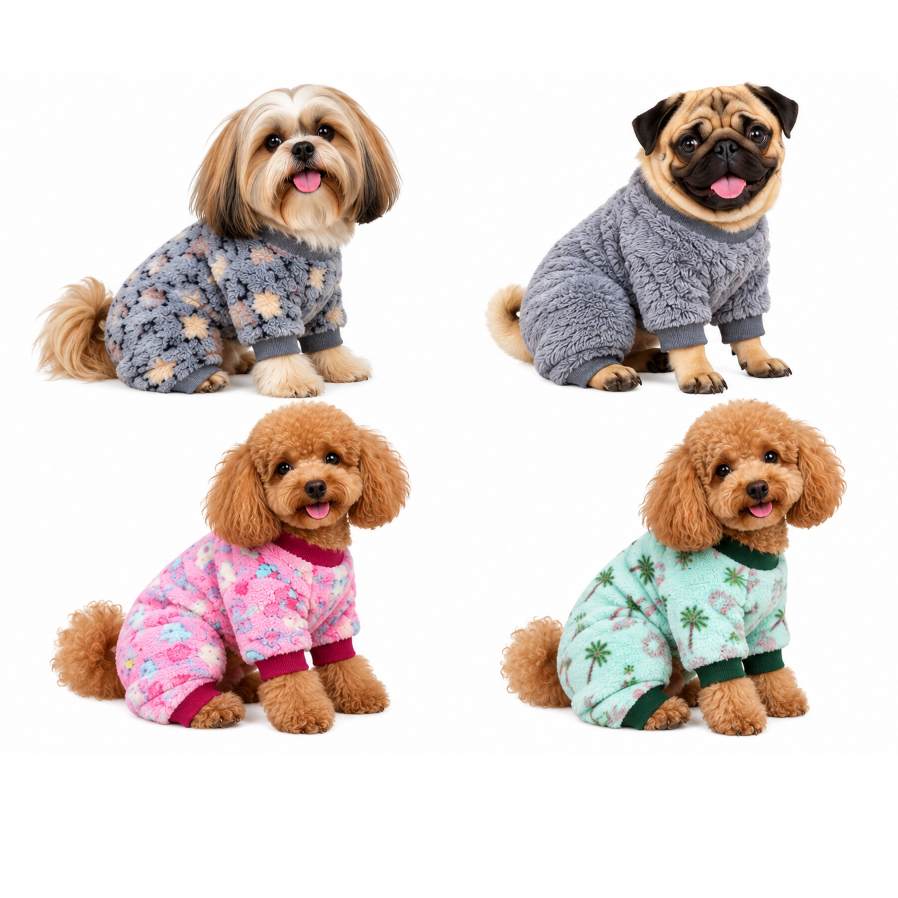 Macacão Pet Microfibra ESTAMPAS SORTIDAS cachorro roupinha frio inverno roupa pelucia cachorro