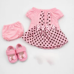 Kit Roupinha Bebê Reborn Jardineira Vestido + Sandália - Veste de 45 a 50cm!